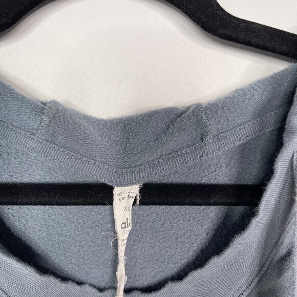 Alo XSmall Blue Pullover Hoodie Sweatshirt Scoop Neck Drawstring 3/4 Sleeve - Picture 5 of 8